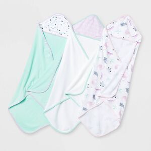 Baby Girls 3pk Dino Hooded Bath Towel Set New